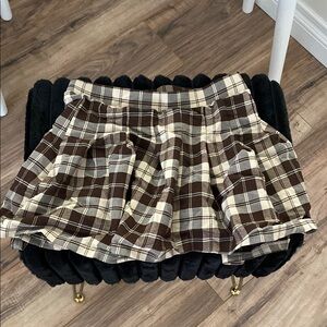 Plaid Brown and Cream MINI Skirt